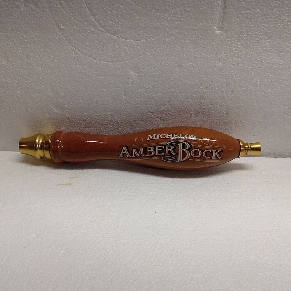 Michelob Brewing Amber Bock Wooden Pull Handle with Gold Collectable Large 11.5"